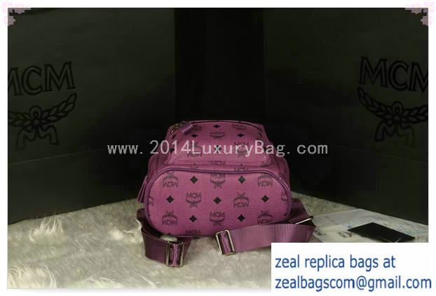 High Quality Replica MCM Stark Backpack Medium in Calf Leather 8003 Purple